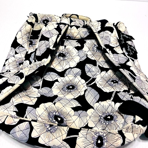 Vera Bradley quilted Backpack Black/ White - Picture 2 of 7